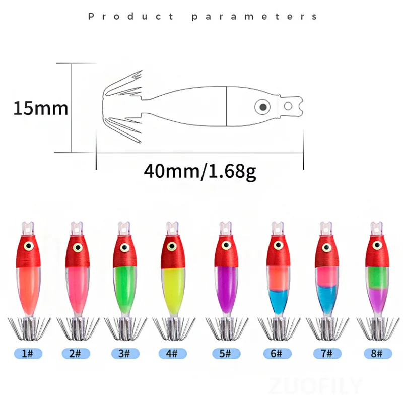 Anzuelo de calamar de tubo de soplado luminoso UV, plantilla de calamar flotante de seda de algodón, cebo Artificial atado a mano, pulpo, sepia, señuelo de pesca de mar