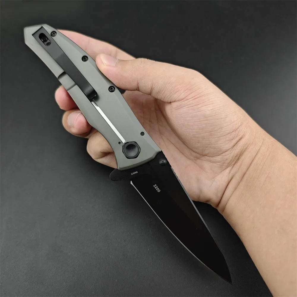 KS 2200 Grid Speedsafe Auxiliary Flap Pocket Folding Black 8Cr13Mov Blade Stainless Steel Handle Outdoor Camping Utility Tool