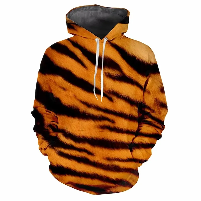 3D Print Tiger Hide Patterns Hoodie For Men Women Casual Long Sleeved Plus Size Pullover Sweatshirts Streetwear Mens Sport Hoody