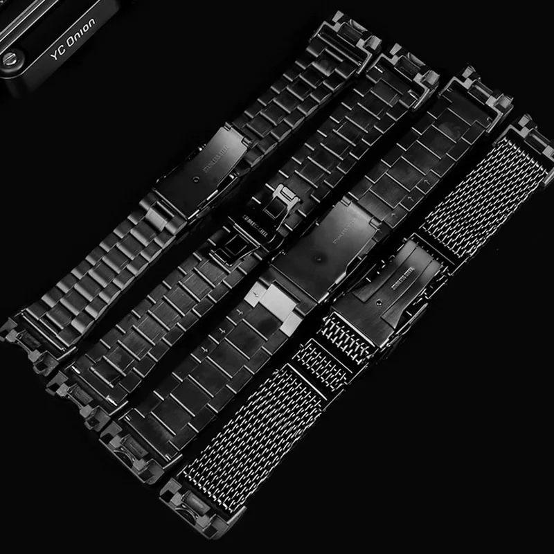 The Solid Refined Steel 24mm Modified Metal Watchbands for G-S-hock Big Mud King GWG-1000 / GB Series Mens Watch Strap Bracelet