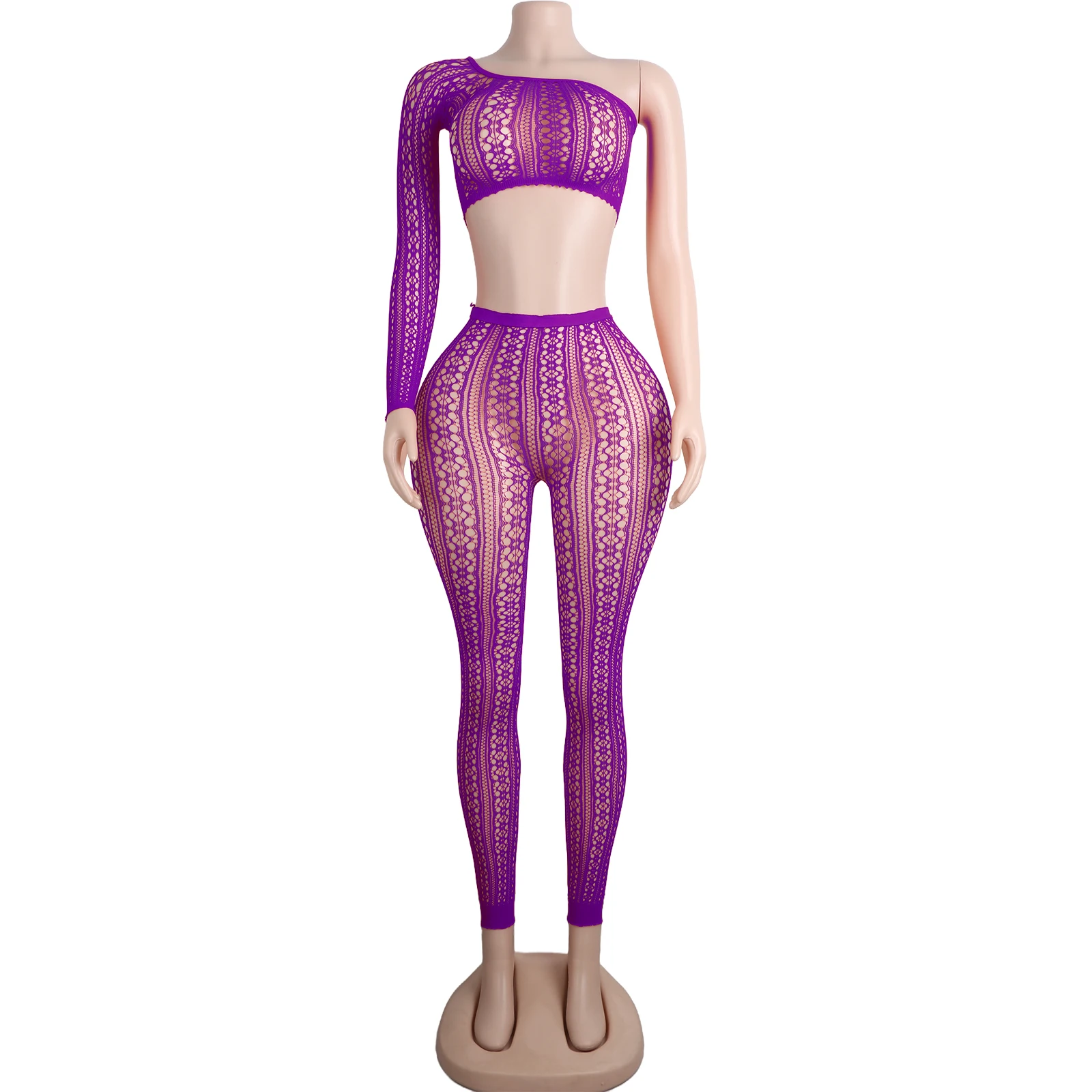 Extended Length Mesh Dancewear Asymmetric Bodysuit Server Apparel Rhinestone Exotic New Design Club Night Performance Wholesale view 6