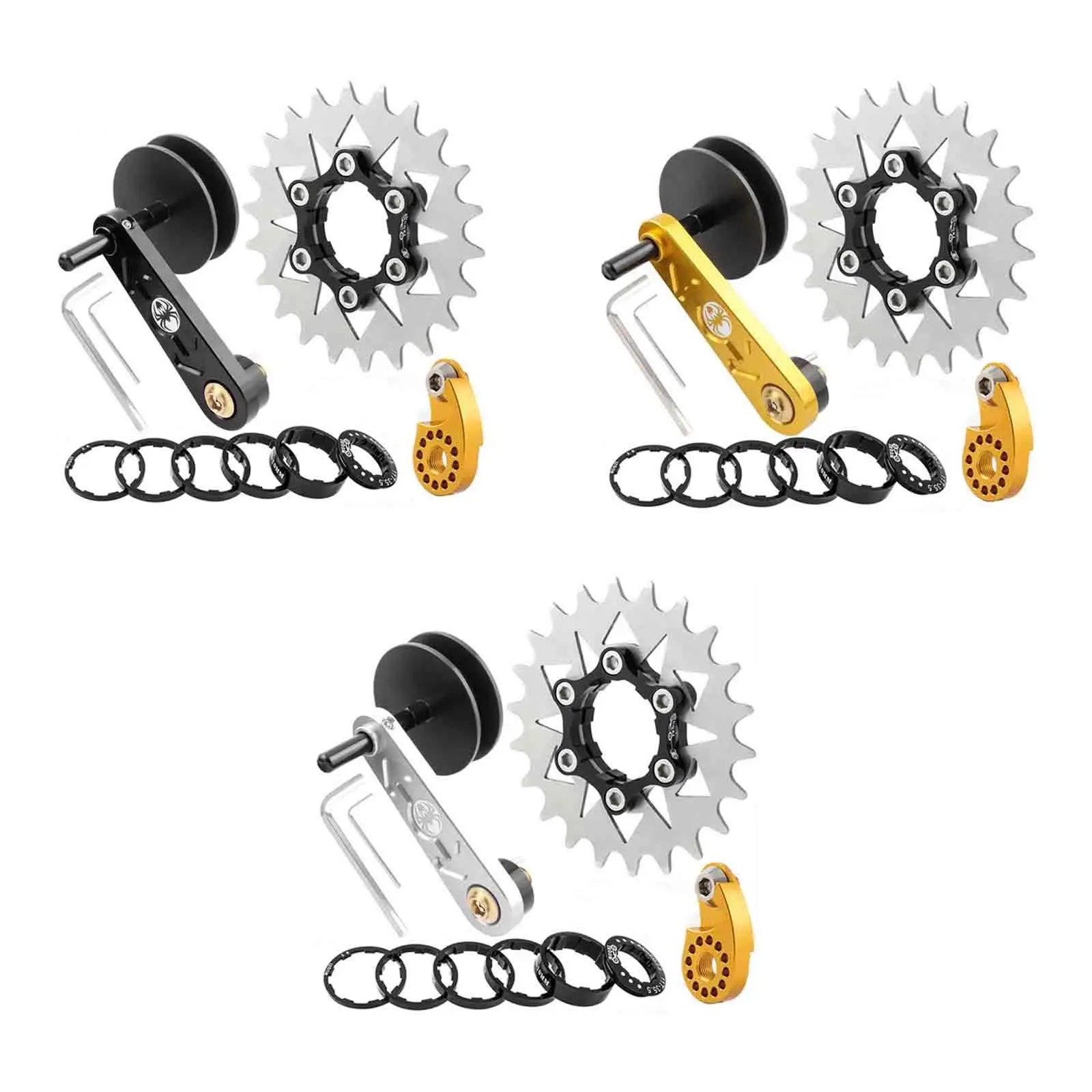 Bike Single Speed Conversion Set 22T Flywheel Durable Aluminum Alloy Stainless Steel Bike Cassette Spacer Bike Chain Stabilizer