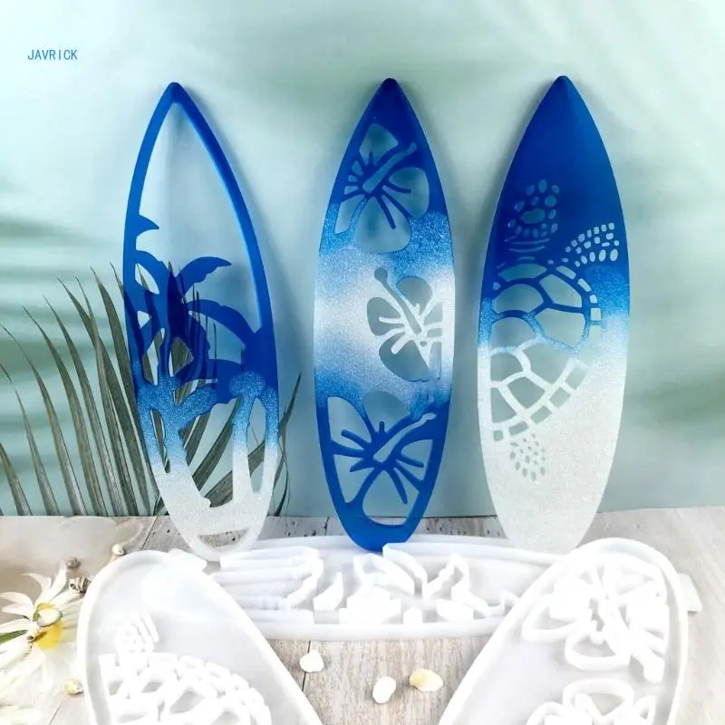 Set of 3 Easy to Use Silicone Mould Epoxy Resin Mold Wall Decorations Mould Hollow Surfboard Shaped Accessories Molds