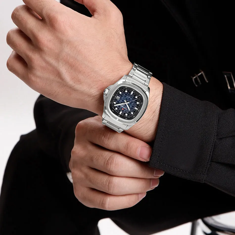 NAVIFORCE Business Office Men‘s Luminous Waterproof Stainless Steel Watch Date Display Watches for Men Sport Wristwatch Gifts