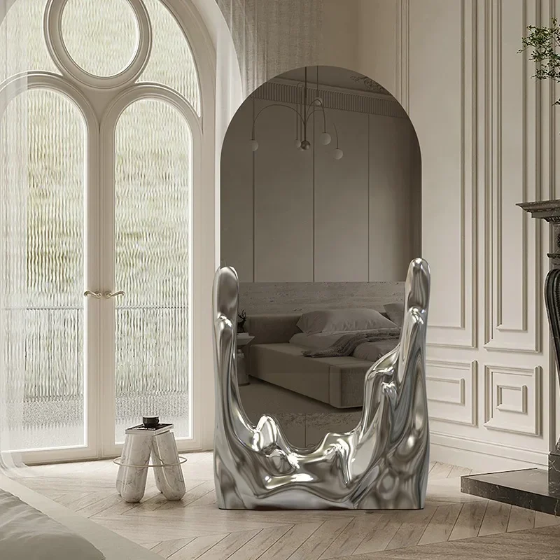 -High-End Light Luxury Water Ripple Home Villa Bodenspiegel Schminkspiegel Visueller dekorativer Spiegel