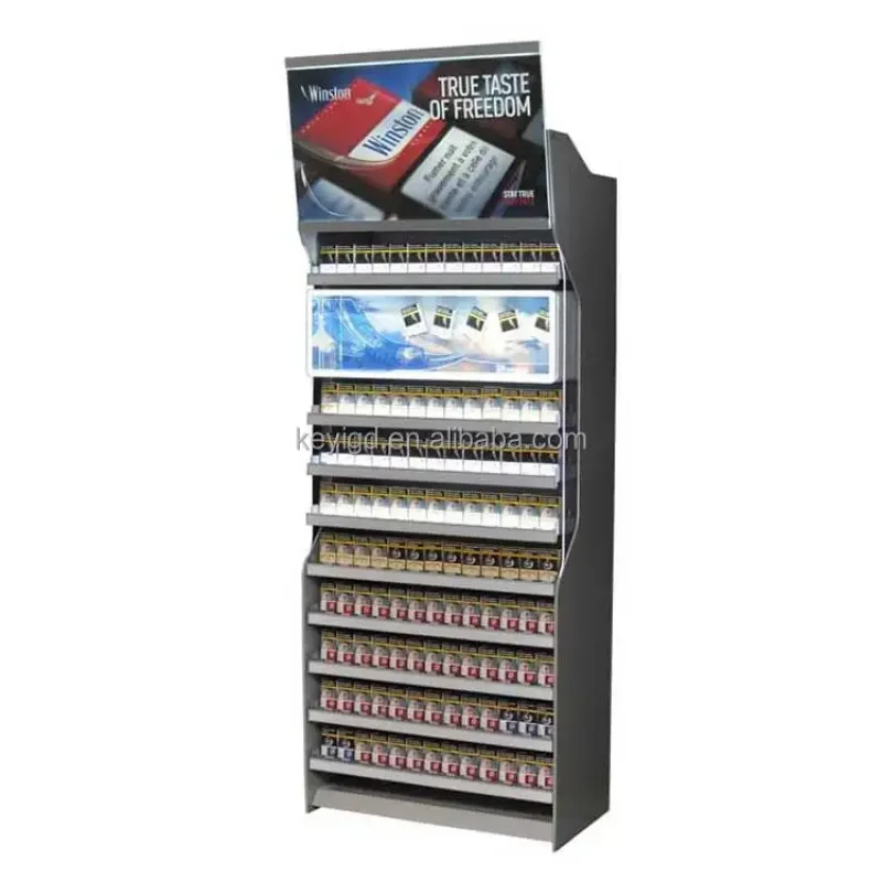 custom.High-grade Gray ABS Solid Tobacco Metal Cigarettes Rack Display