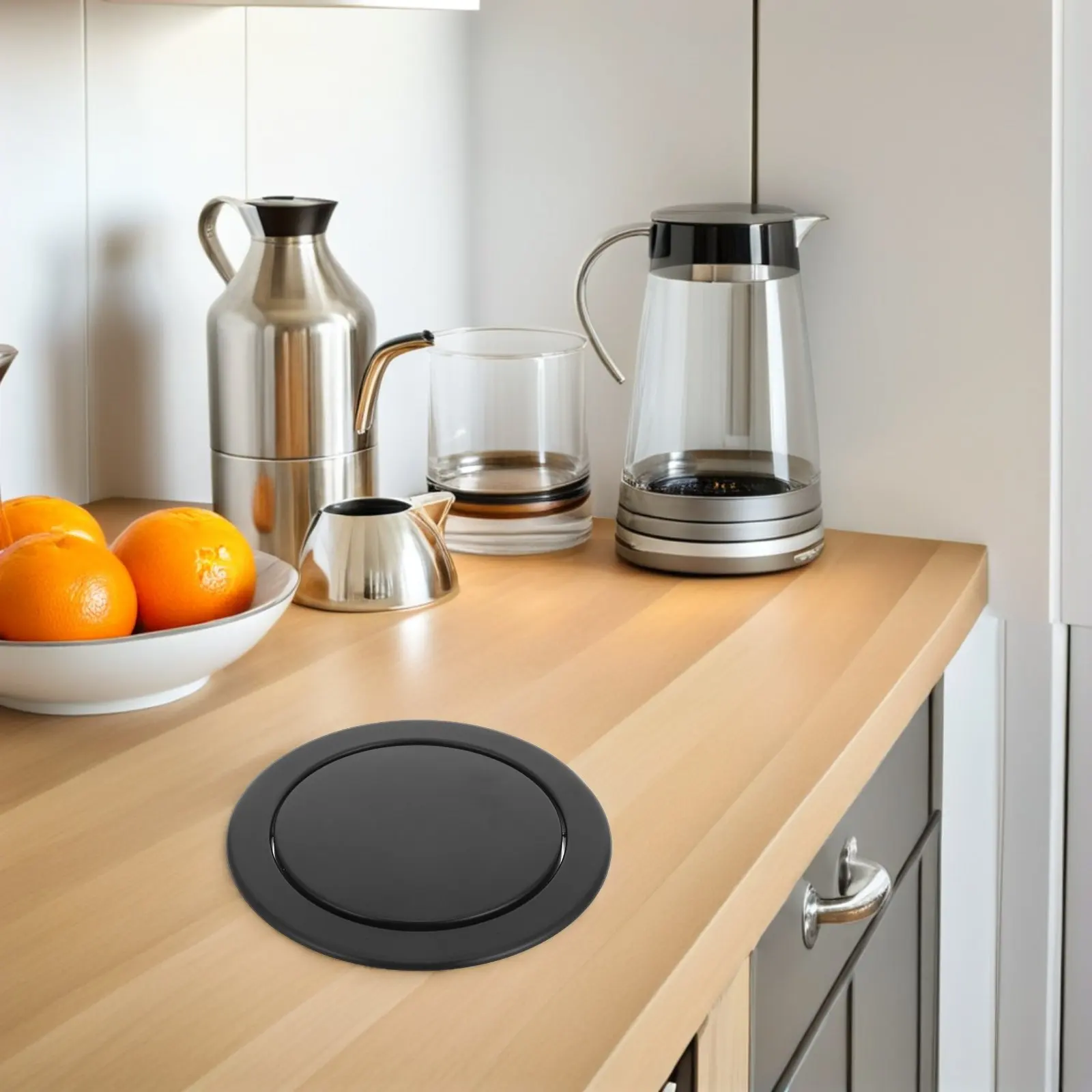 2Pcs Countertop Recessed Trash Can Lid Stainless Steel Swing Flap Waste Chute Cover Seamless Integration Space Saving Design