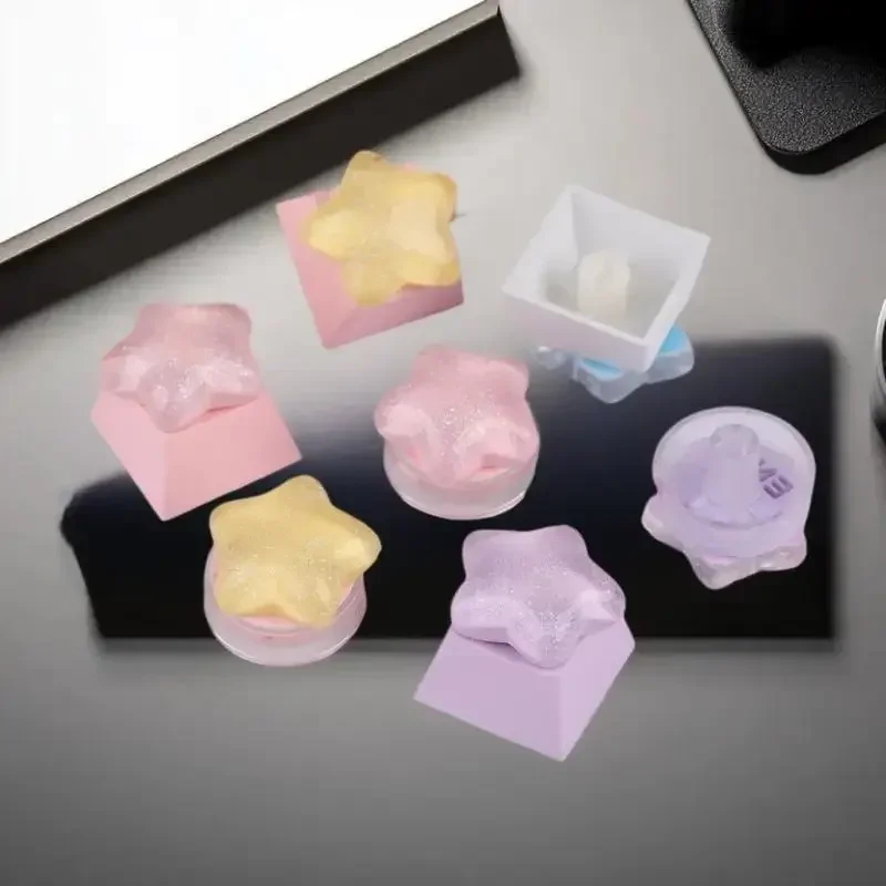 

6.Pleasant Star Keycaps, 4Pcs, Clear, Perfect For Girls, Mechanical Keyboard’s Key Covers