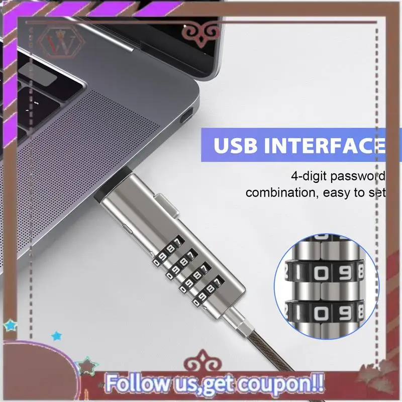 ABBG-4 Digital Universal Lock USB Laptop Security Cable Lock For Computer