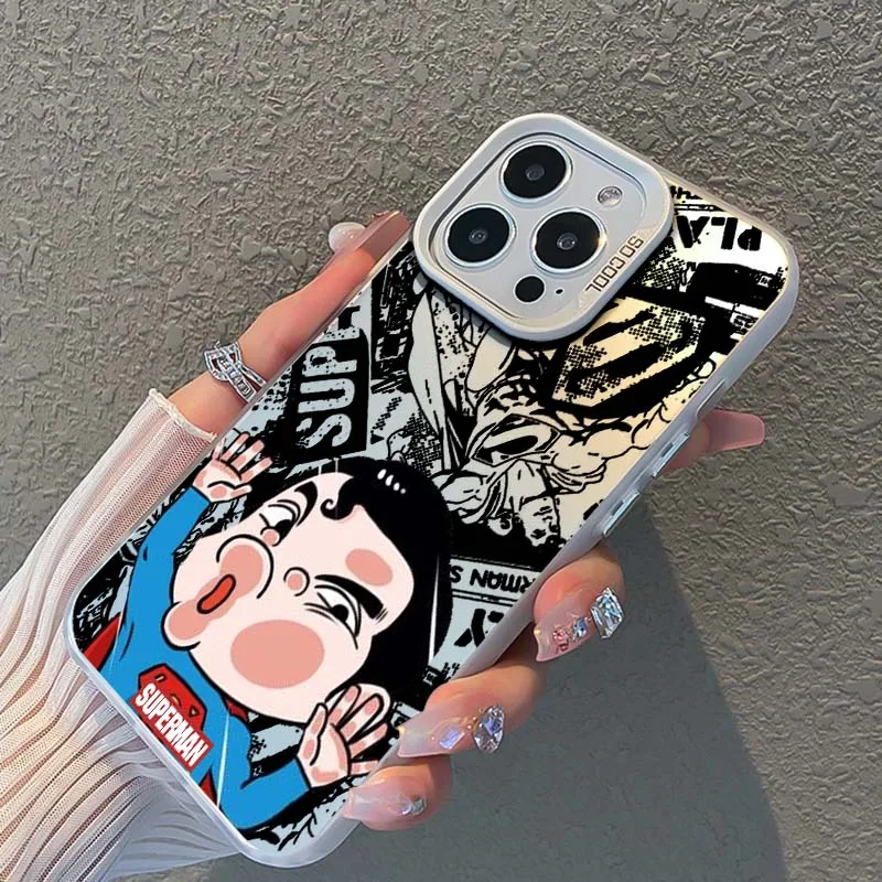B-Batmans S-Supermans Comics Phone Case For Apple iPhone 17 Air 16 16e 15 14 13 12 11 Mini Pro Max Plus Colorful Silver Cover