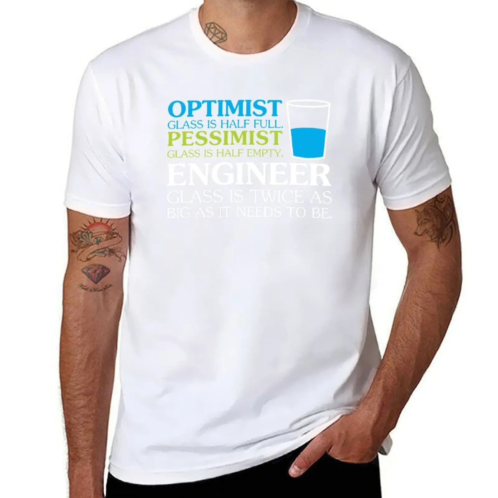 

Funny Engineering T Shirts Gifts for Women Men-Optimist Pessimist Enginner T-Shirt t shirts for man cotton funny T-Shirt