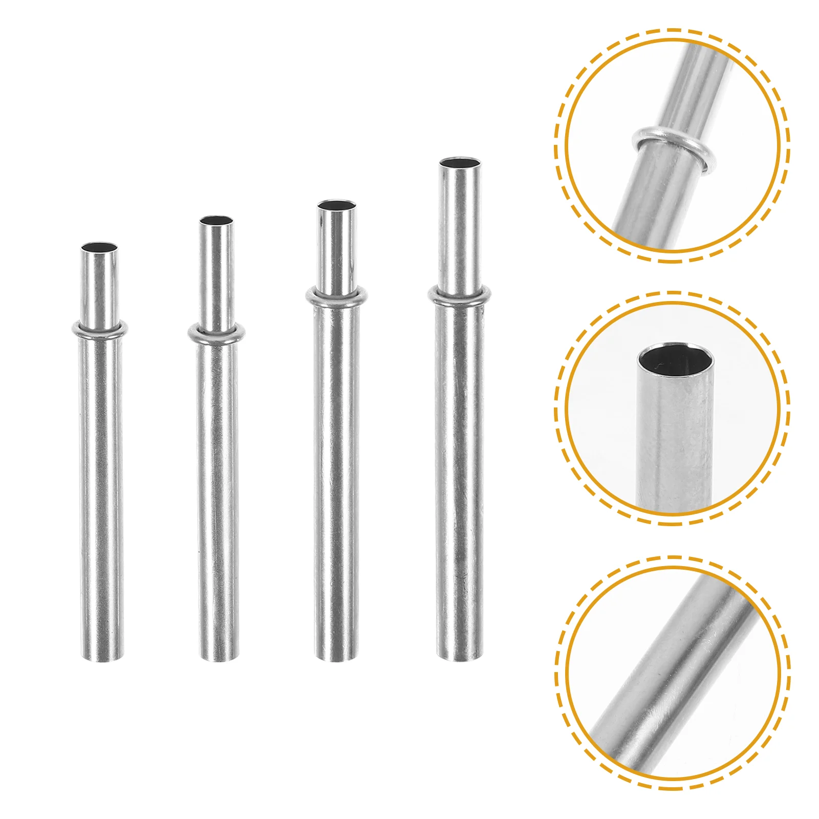 

4 Pcs Stainless Steel Rod Fitting DIY Pole Accessories Fishing Gear Tool Repair Connecting Tube