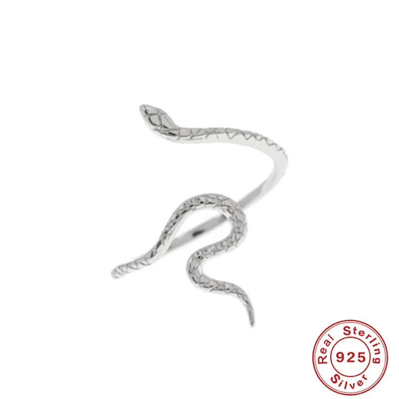 BOAKO-Anillo de serpiente de tentáculos, Plata de Ley 925, personalidad abierta, joyería Simple, grabado de línea fina, patrón de serpiente, anillo versátil