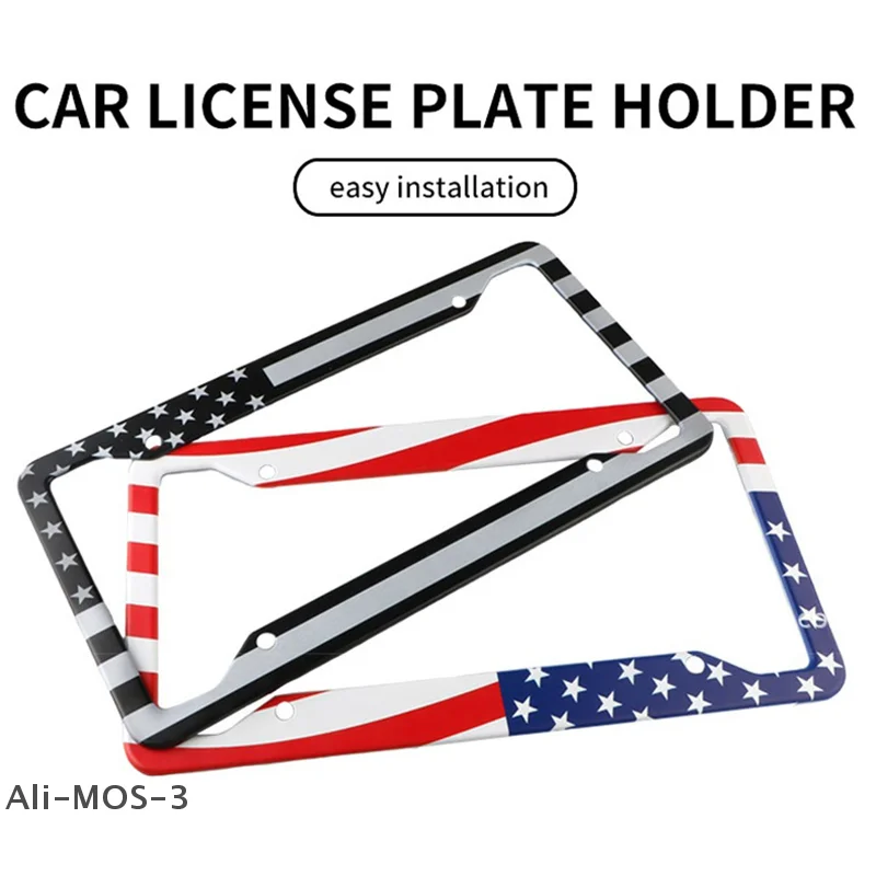 【S】American Flag License Plate Holder, Vintage Aluminum Durable License Plate Holder Suitable For American Vehicles 31x16cm