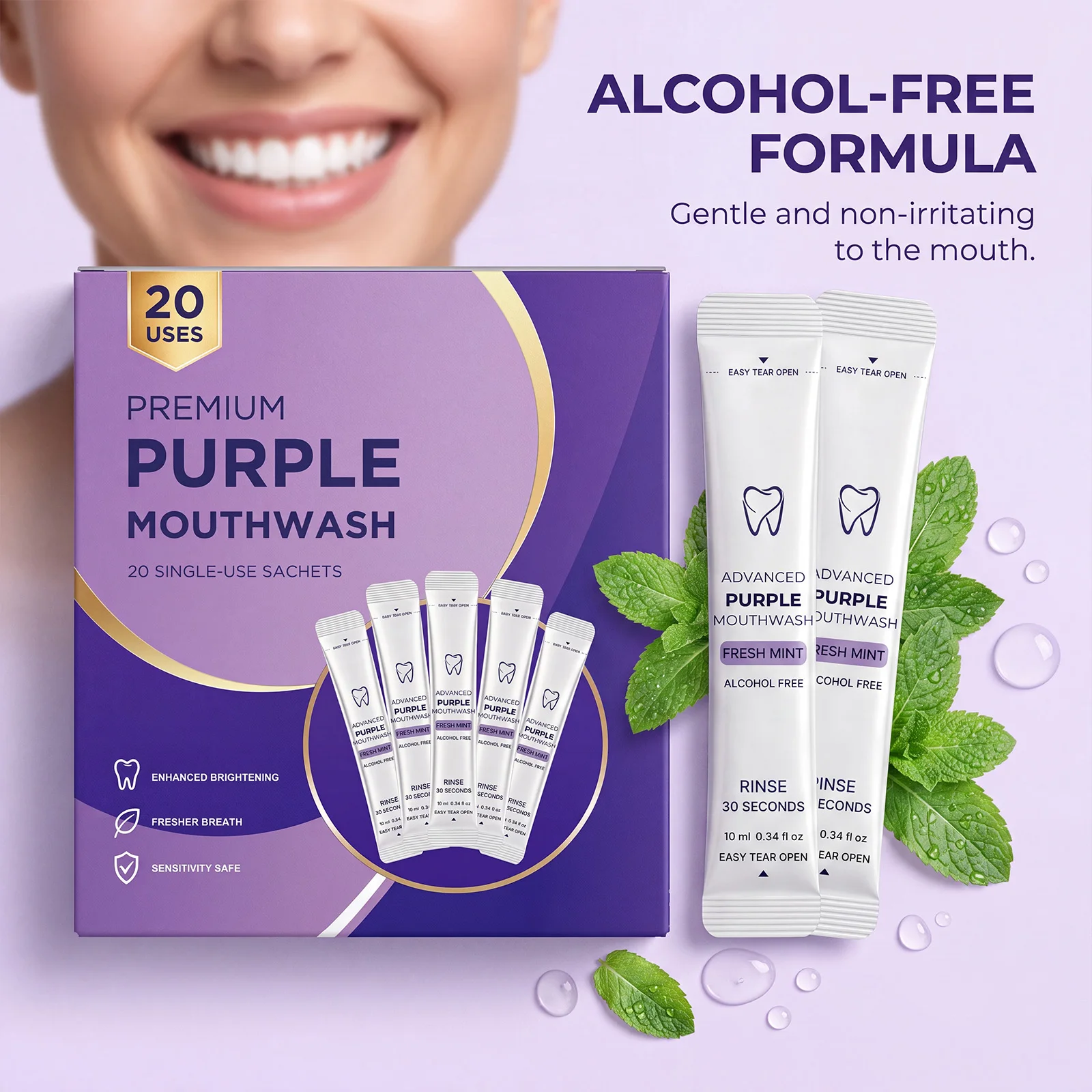 20/40 Pack Purple Mouthwash Fo - Teeth Whitening Gum review and price