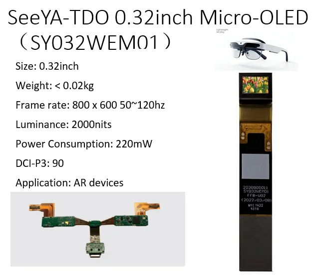 0.32inch Micro OLED 2000nits 120Hz 800x600 Compact Wearable For AR Glasses Heads-up Displays HUDs Viewfinders EVFs