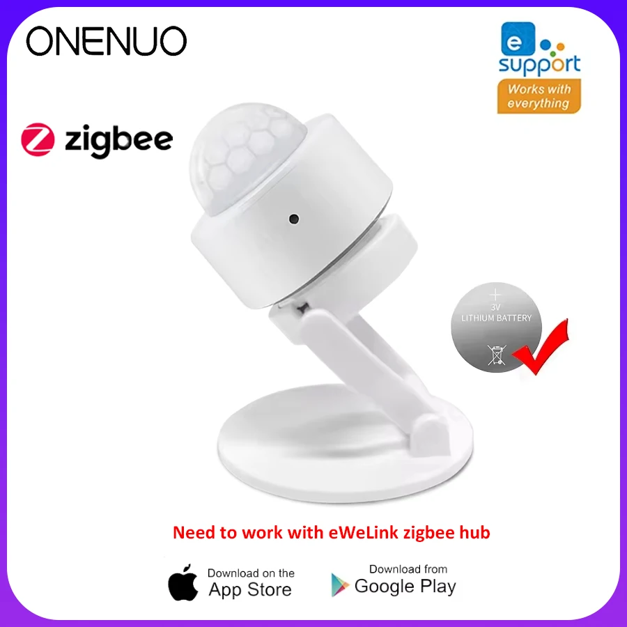 Ewelink Smart PIR Motion Sensor Zigbee Human Body Movement Wireless Infrared Detector Home Security Protection For Alexa Google