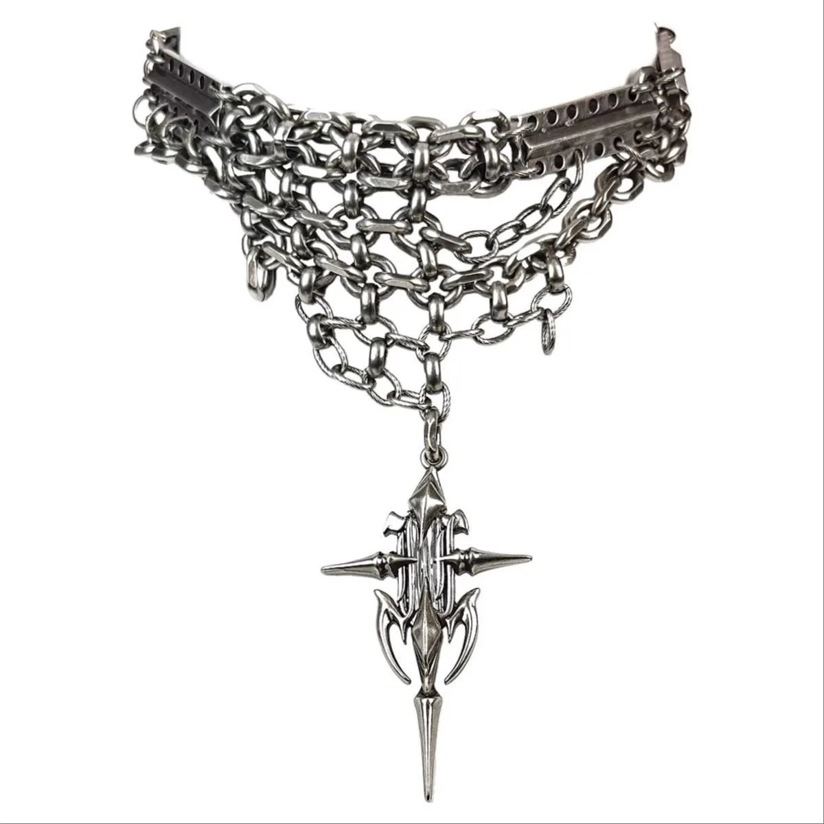 New Punk Style Necklace, Dark Irregular Metal Chain, Handmade, Personalized Neck Jewelry