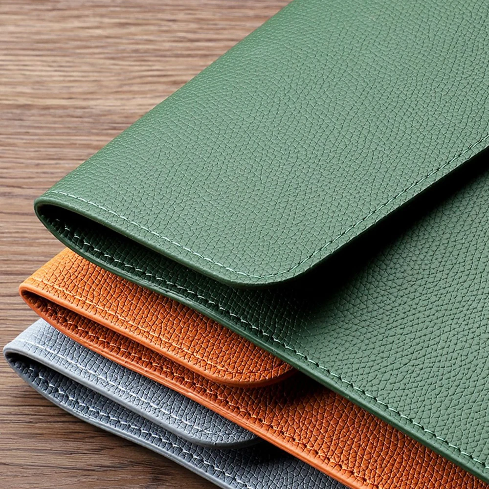 New A4 Document Storage Pouch With Snap PU Leather Folders For Documents High Quality Business File Folder Office Stationery