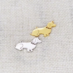 5PCS DIY Stainless Steel Handmade Dachshund Wiener Dog Charm Pendant For Women Girls Pet Lover Animal Jewelry