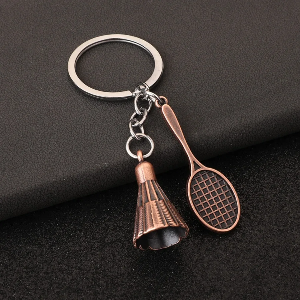 Accessories Badminton Keychain Silver/Golden Mini Badminton Racket Keyring Alloy Metal Mini Badminton Racket Pendant Shuttlecock