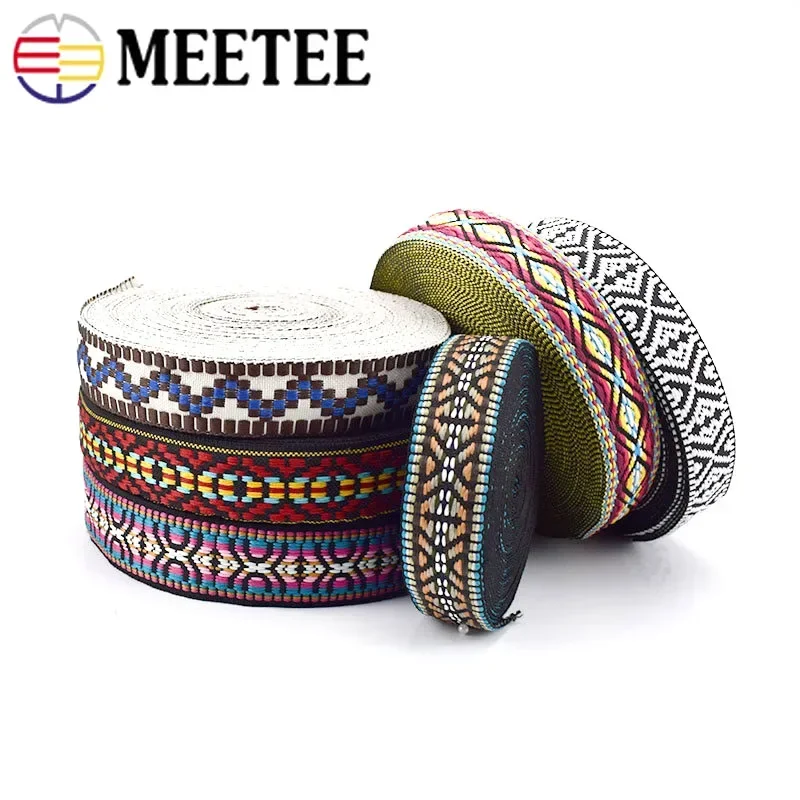 5/10Yards 28-35mm Polyester Ethnic Jacquard Webbing Ribbon for Clothes Bag Strap Decor Tape DIY Hometextile Sewing Accessories