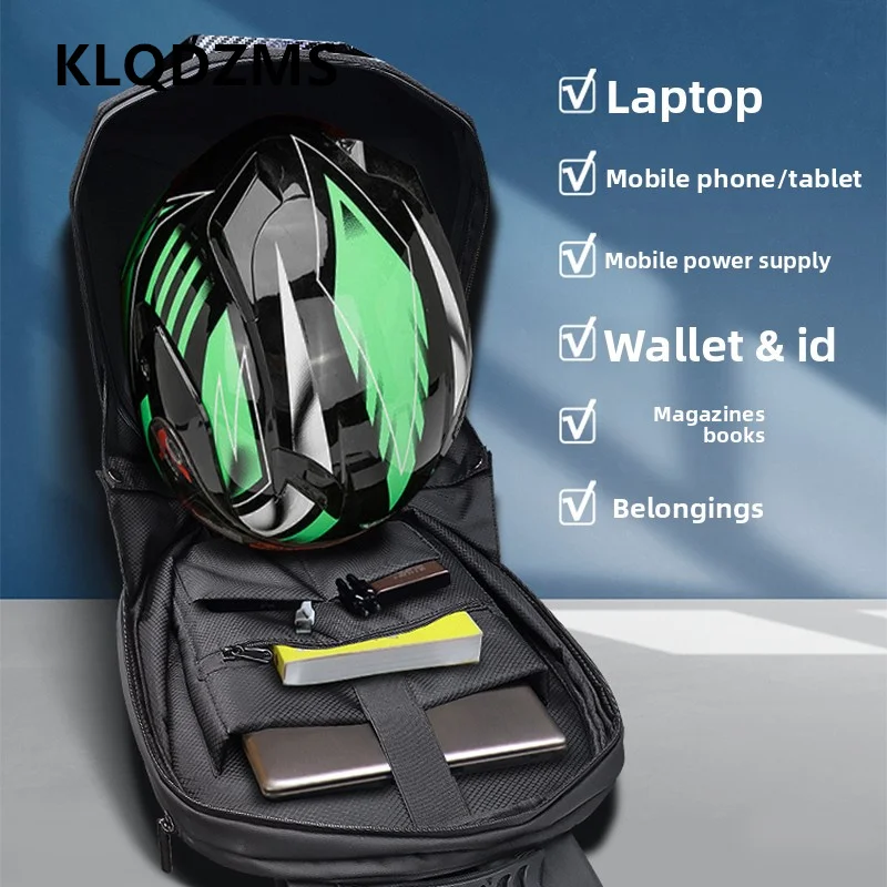 

KLQDZMS ABS Motorcycle Backpack Men's Outdoor Riding Shoulder Bag Laptop Waterproof Schoolbag LED Lighting Motorcycle Backpacks