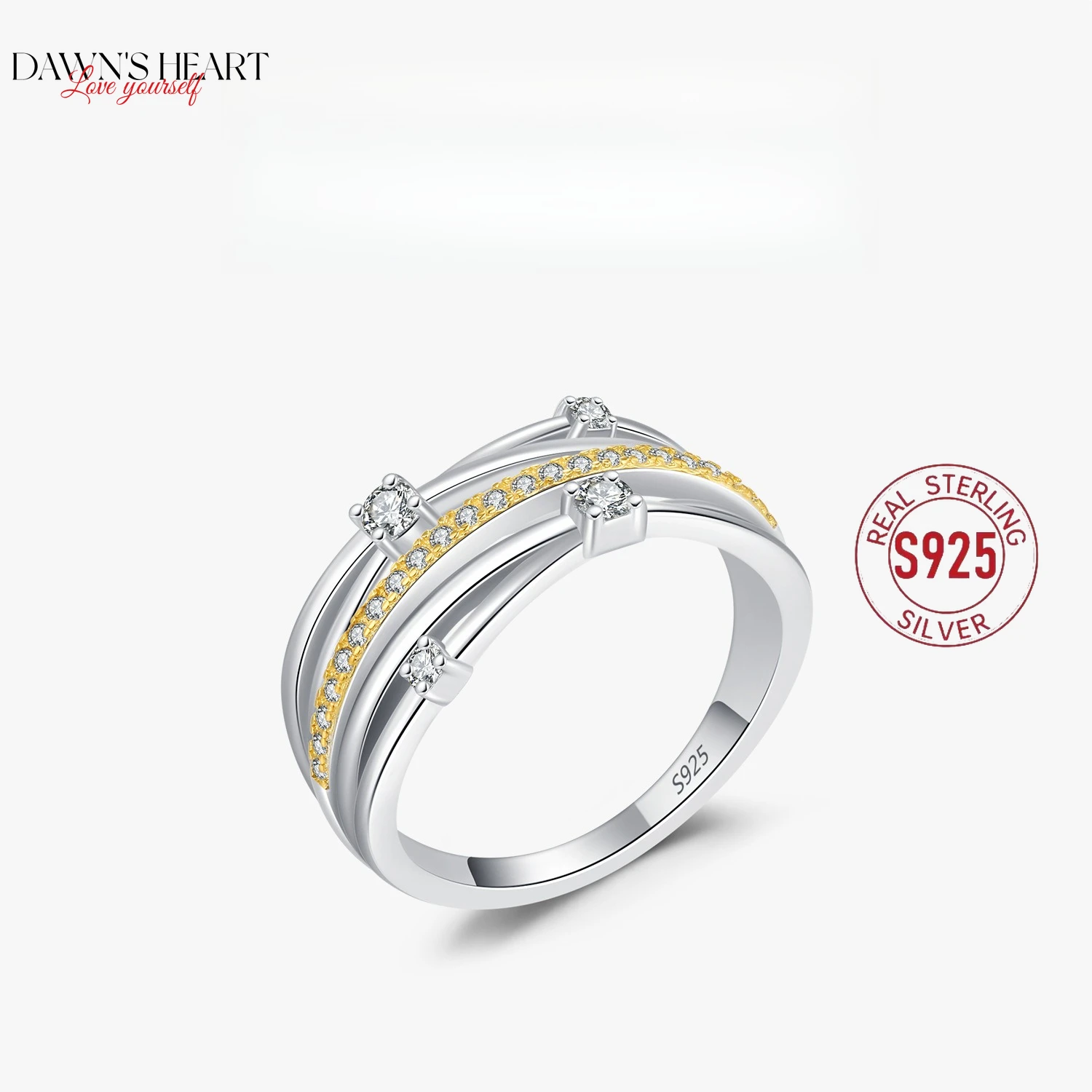

Light Luxury High-end S925 Sterling Silver Winding Line Ring Female Contrast Color Design Simple All-match Ring