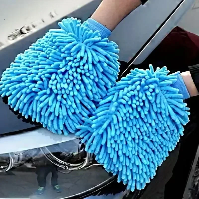 1PCs Motorcycle Car Chenille Coral Fleece Gloves Car Wash Gloves Washing Wiper Car Cleaning Towel Auto Dust Washer Mitt Tool