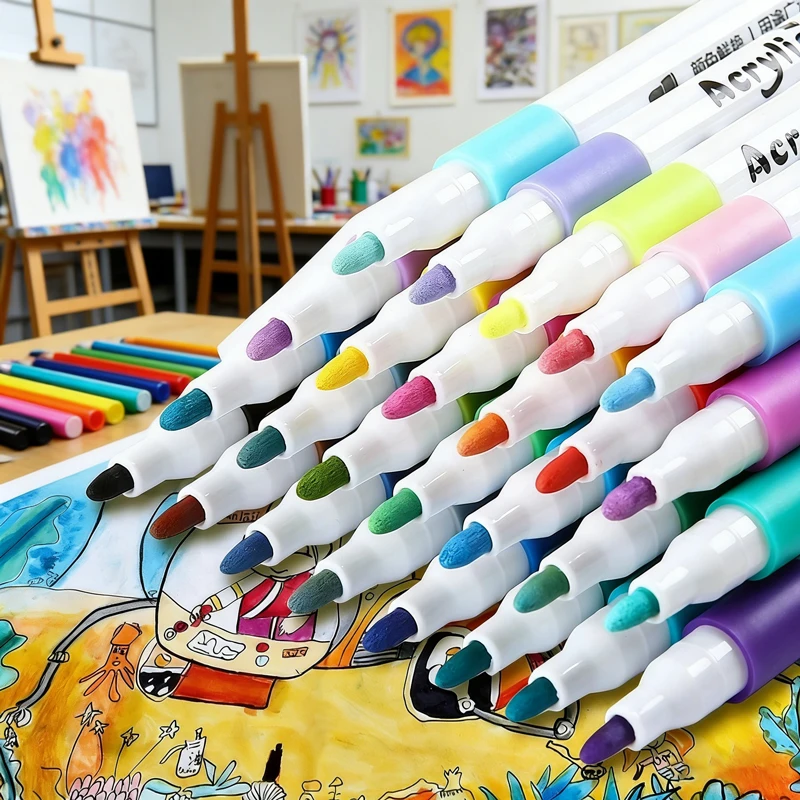 12/24/36/48/60/80 Colors Acrylic Paint Markers, Pens for Rock Painting, Canvas, Stone, Glass, Metal & DIY Crafts