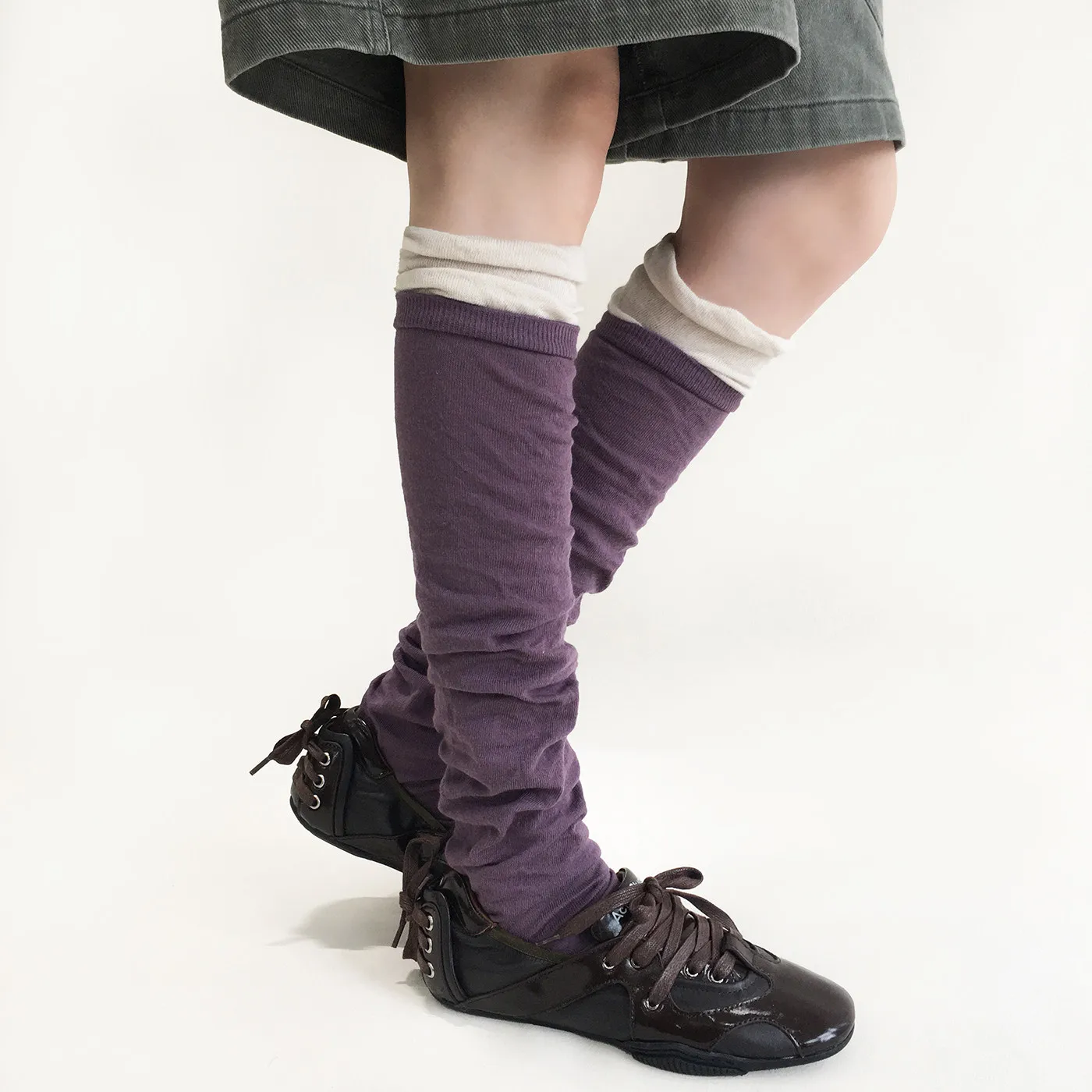 Ins Stirrup Autumn Spliced Rolled Edge Slouch Socks Y2K Japanese Subculture Women Mid Calf Socks Daily Jk Cotton Socks