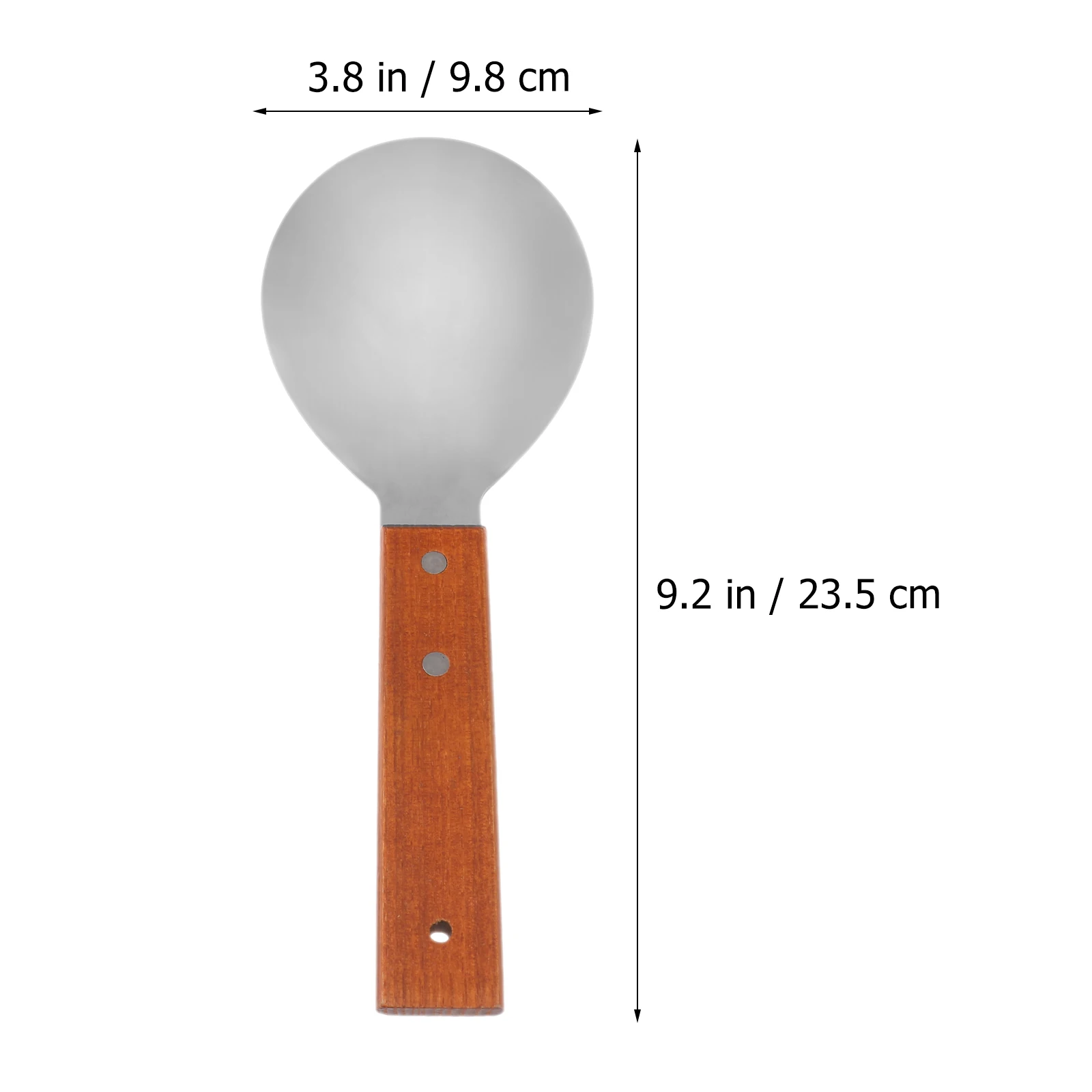 

Stainless Steel Soup Scoop Rice Spoon Polished Ergonomic Kitchen Serving Tool Household Restaurant Use Bamboo Wooden