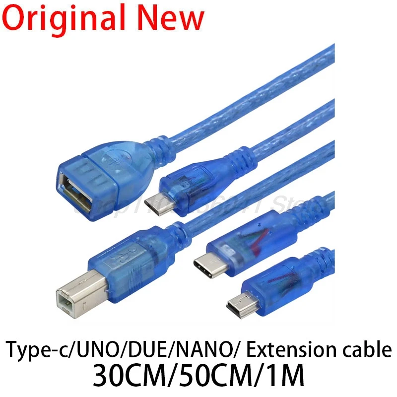 Kabel USB 30 cm do Uno r3 do Nano/MEGA 2560/Leonardo/Pro micro/DUE Niebieski Jakość typu A USB/Mini USB/Micro USB 0,3 m do Arduino