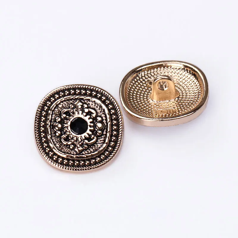 Vintage-Strass-Quadrat-Metallknöpfe, Schaftrücken mit schwarzem Edelstein, Gold- und Silberton, zum Basteln, Nähen, DIY, 6 Stück, Packung 18/23 mm – Detail 4
