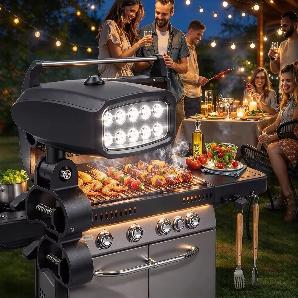 BBQ Grill Light High Brightness Lighting Lamps Heat Resistant LED Flashlight 10 Lights Beads Outdoor Barbecue Picnic Gift Light
