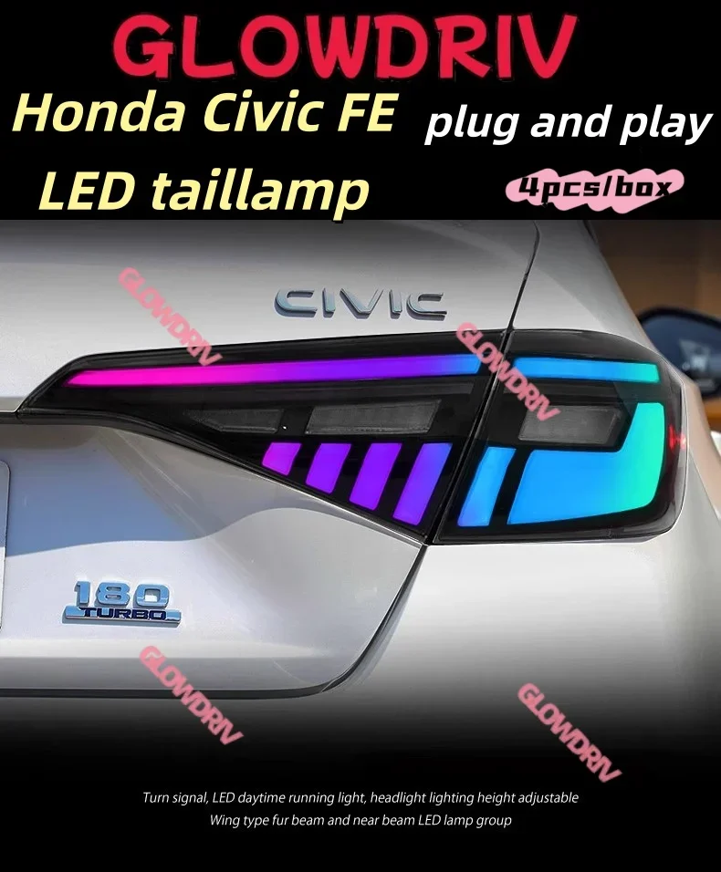 

Задние светодиодные фонари для Honda Civic FE 11-го поколения, с функцией RGB, динамическим сигналом поворота и функцией ходовых огней.