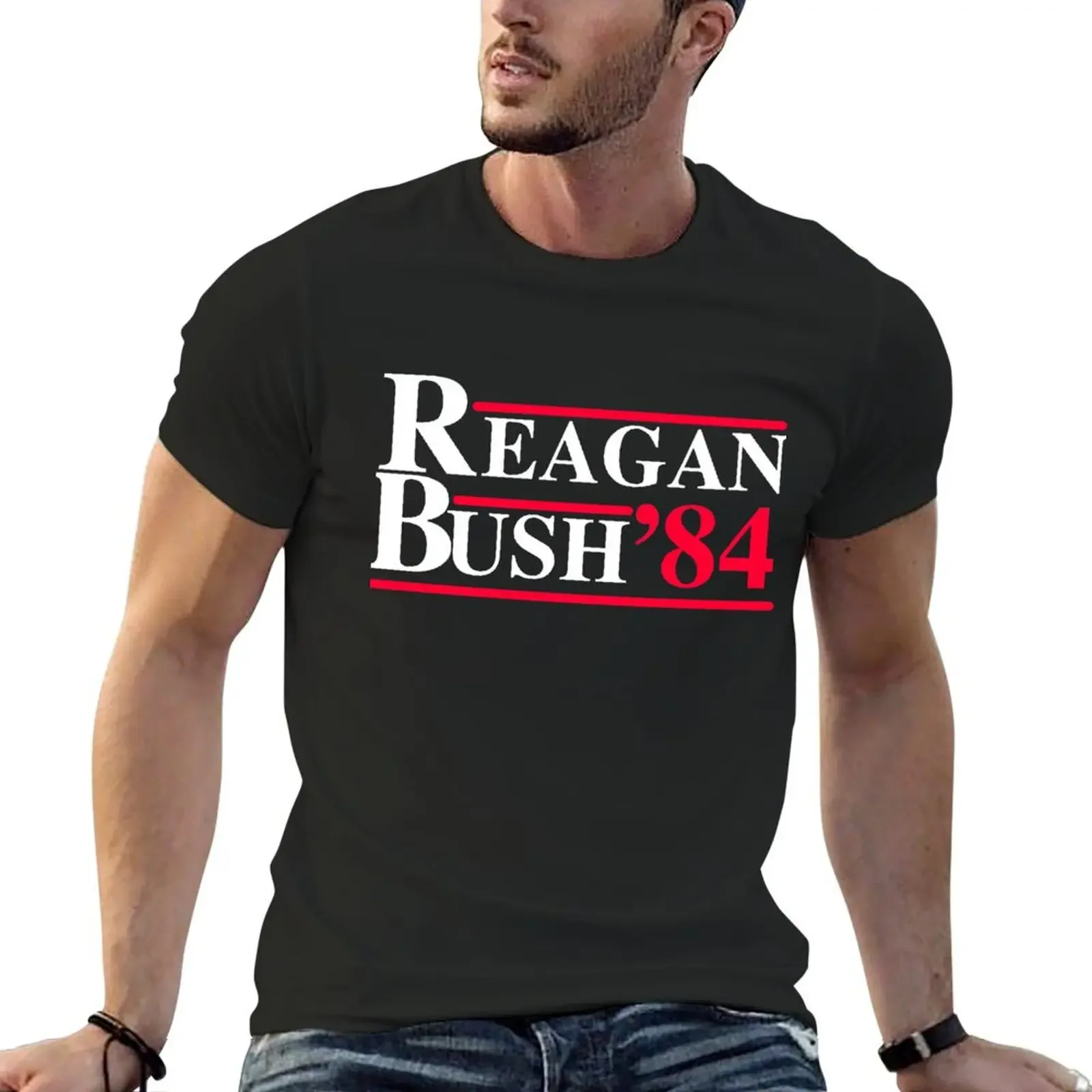 Reagan Bush '84 Retro Logo Red White Blue Election Ronald George 1984 84 Campaign T Shirt Hoodie Sticker Retro 80s 1980s T-Shirt