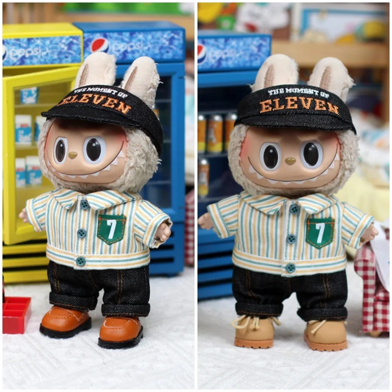

Only Clothes For 17cm Labubu V1 V2 V3 Doll Universal Doll Pendant Clothes Convenience Store Clothes Set Doll Clothes Accessories