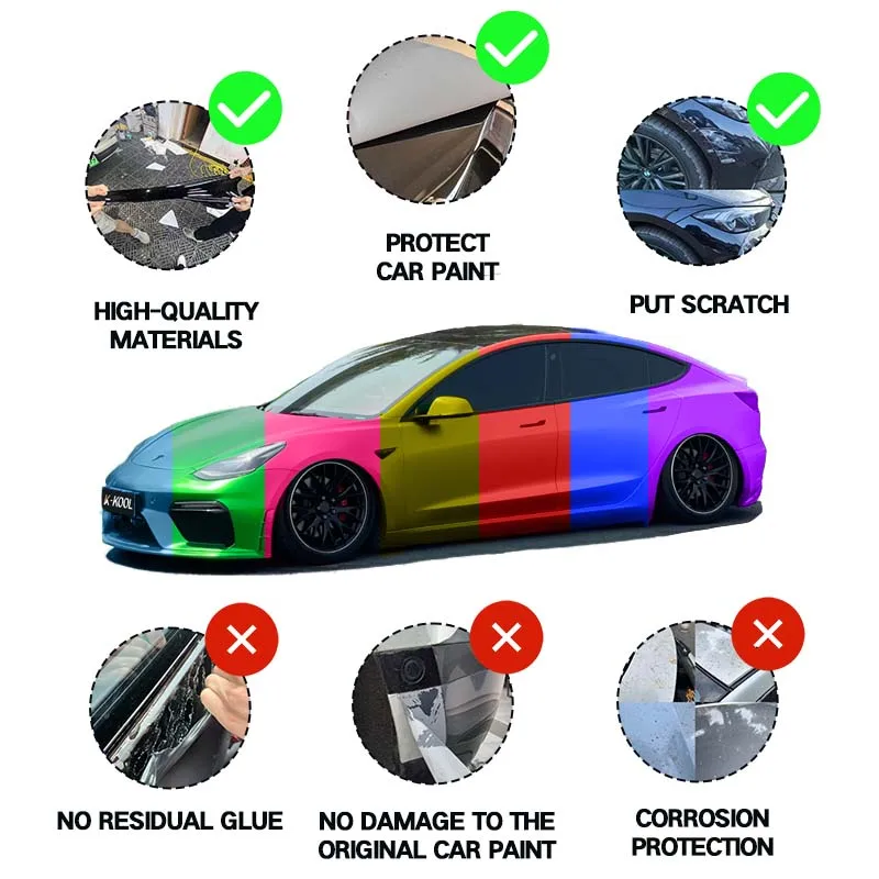 ฟิล์มหุ้มรถยนต์สีทองเมทัลลิกแบบด้าน ขนาด 5 ฟุต * 59 ฟุต  แบบปล่อยอากาศ ป้องกันรอยขีดข่วน ติดตั้งง่ายแบบแห้ง