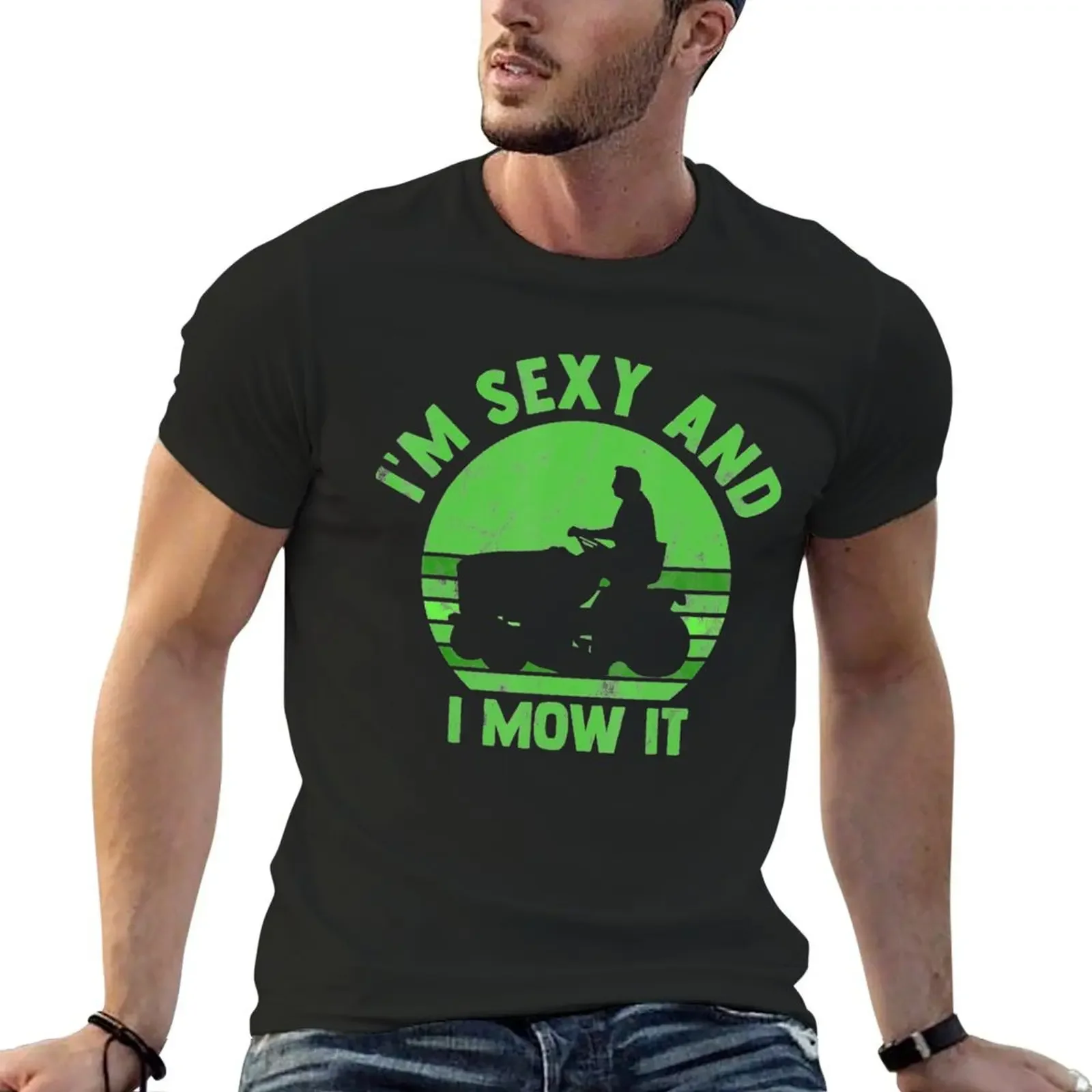 Im Sexy And I Mow It Gardening Landscaping Funny Lawn Mowing T-Shirt shirts graphic tees baggy shirts Men's t-shirt