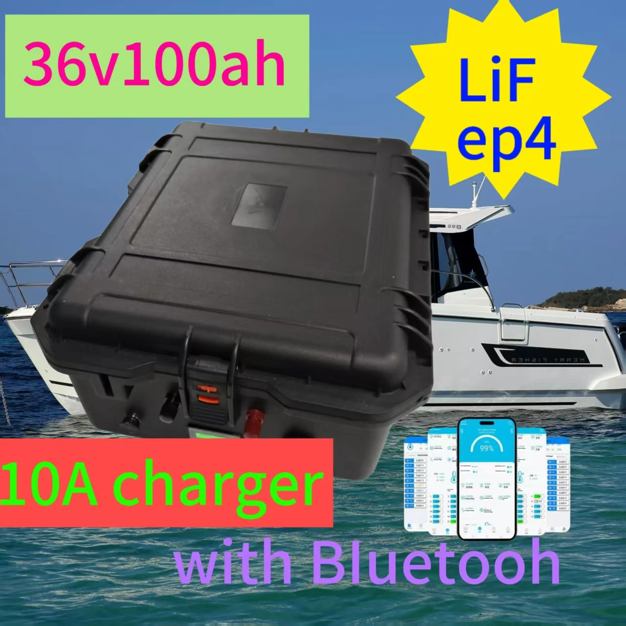 

36V 100Ah/120Ah/150Ah LiFePO4 Lithium Battery – High-Capacity 36 Volt Lithium Iron Phosphate Battery for Electric Motors, Engine
