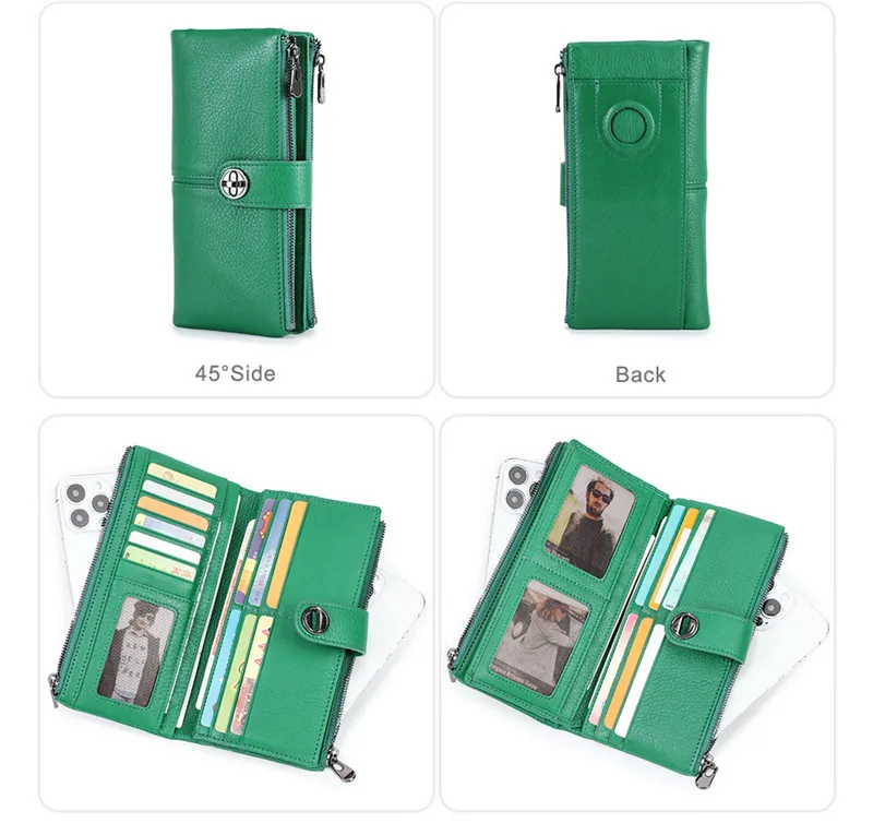 YKOSM Lange Frauen Airtag Brieftasche Luxus Echtes Leder Zipper Geldbörse Dame RFID Blocking ID Kreditkarte Tasche Anti-verloren karte Halter – Detail 14