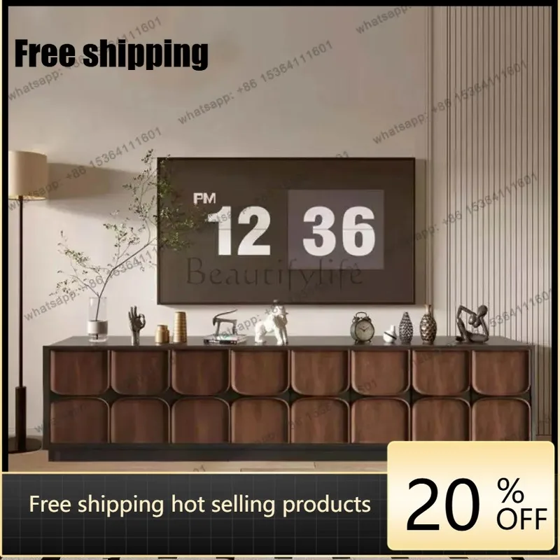 JJ Vintage medieval entrance cabinet Nordic light luxury solid wood dining side modern simple TV cabinet storage