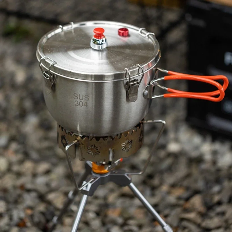 

Stainless steel camping pressure cooker, pressure cooker with safety valve, pressure cooker for outdoor picnics