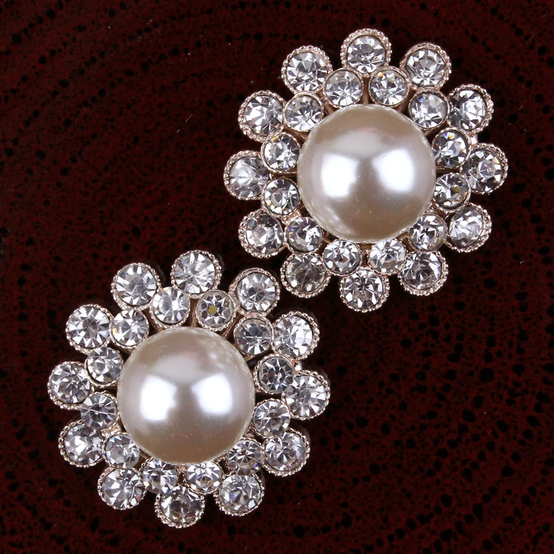 5 יח'\חבילה 28MM 2 צבע בציר פרח בצורת כפתור פנינת Carft נקה דקורטיבי ריינסטון כפתור DIY נזר/תינוק בארה 'ב