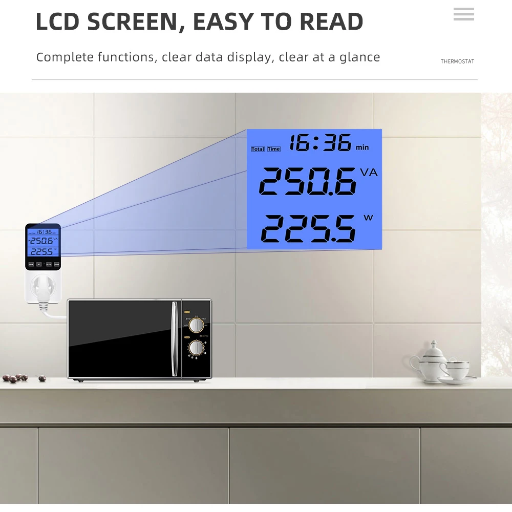 التيار المتناوب مقياس الطاقة المقبس 220 فولت الرقمية LCD Wattmeter الفولتميتر استهلاك واط مقياس الطاقة كيلووات ساعة وتكلفة عرض الاتحاد الأوروبي الولايات المتحدة المملكة المتحدة الاتحاد الأفريقي FR BR