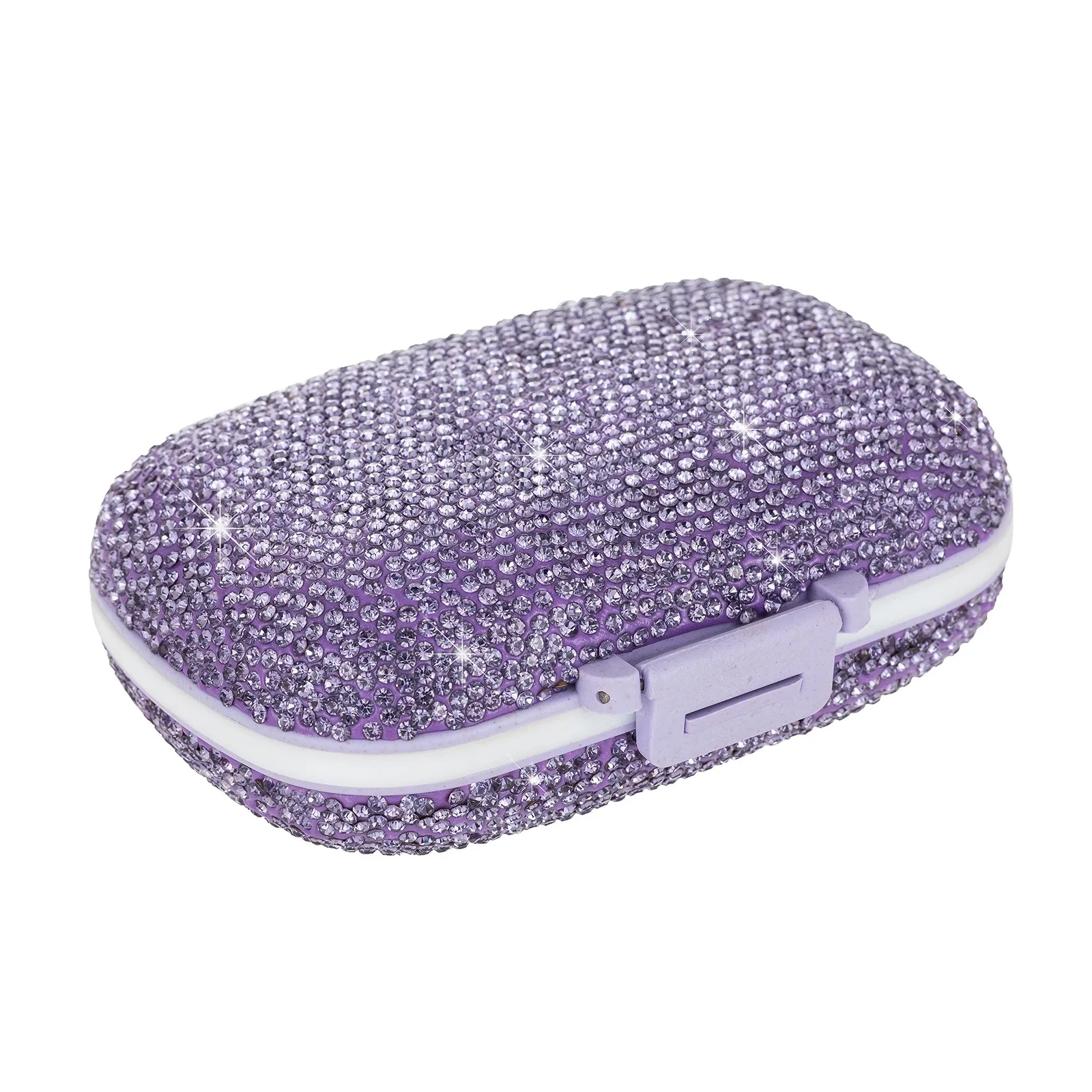 Daily Pill Box Glitter Storage Box Pill Boxes Pill Container With Rhinestones Compartment Travel Pill Box Mini Pill Holder