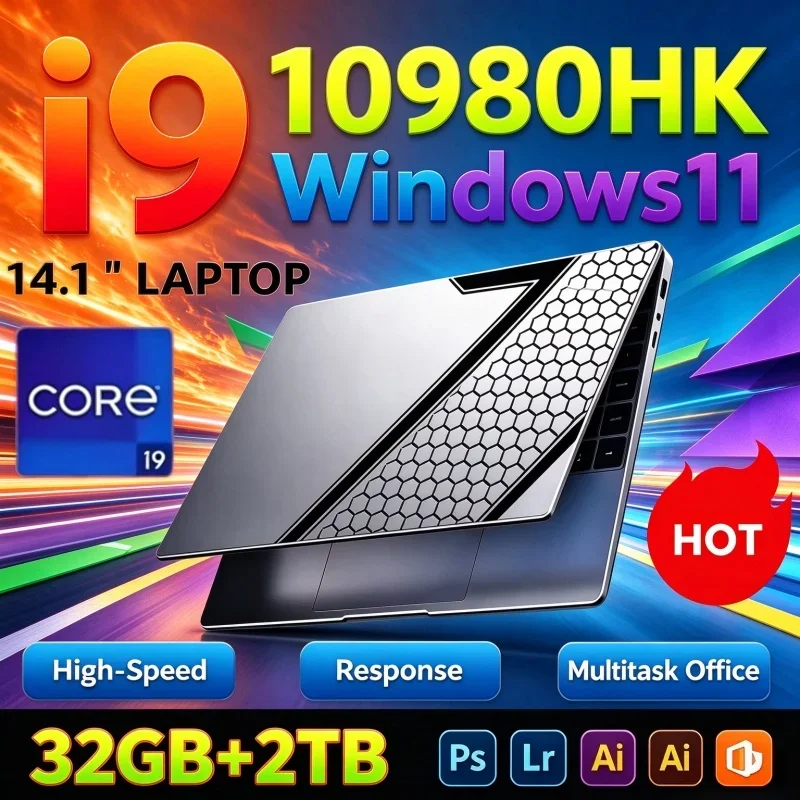 2026 Intel I9 10980HK Decent 14.1 Inch Laptop 32GB RAM 2TB SSD Pro Gaming Notebook 1920x1080 Office High Performance