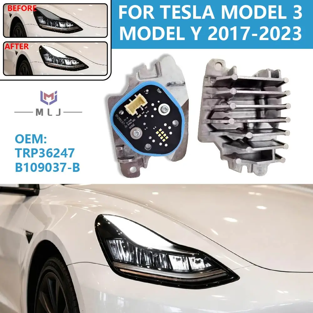 TRP36247 B109037‑B White Angel Eye Daytime Running Light Module For Tesla Model 3 Model Y 2017‑2023 Headlight Replacement Parts