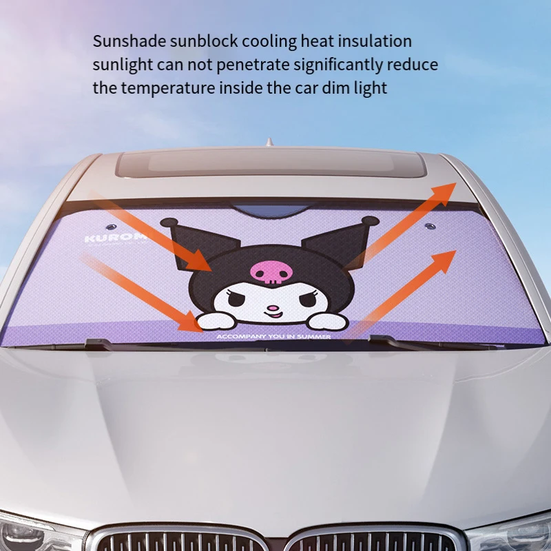 Sanrio Car Sun Protection Insulation Visor Sun Shade Summer Window Cooling Cartoon My Melody Kuromi Car Interior Accessories